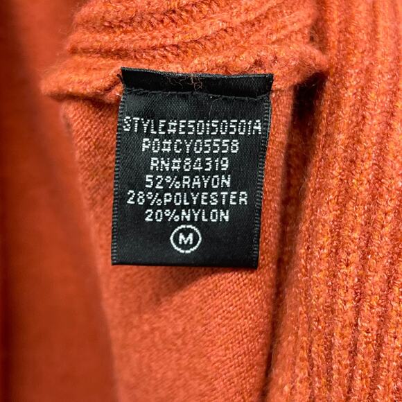 CYRUS Cardigan M Open Drape Front Sweater Shawl Ribbed Stretch Orange NEW - Picture 9 of 13